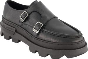 Мужские туфли Karl Lagerfeld из мягкой кожи с застежкой-монк и носком типа мок с отделкой, черный