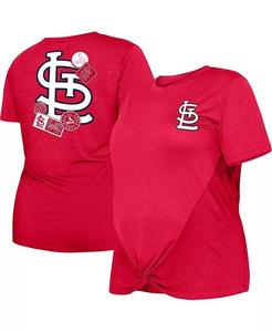Женская красная футболка St. Louis Cardinals размера плюс с двумя узлами спереди New Era