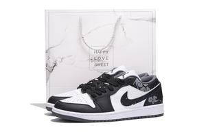 Jordan Баскетбольные кроссовки Air 1 с антискользящим износостойким верхом, винтажные, унисекс, черно-белые