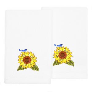 Linum Home Textiles Турецкий хлопок Girasol Набор из 2 украшенных полотенец для кончиков пальцев, белый