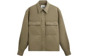 Рубашка мужская оливково-зеленая Zara, оливково-зеленый