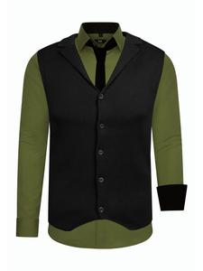 Рубашка с жилетом и галстуком, комплект из 3 предметов цвета хаки Rusty Neal