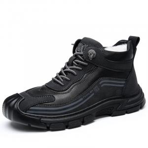 Износостойкие противоскользящие высокие повседневные ботинок мужские черные ZUWUDONG