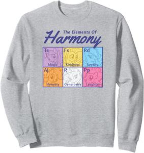 Толстовка с изображением периодической таблицы элементов группы «Мой маленький пони» My Little Pony, серый