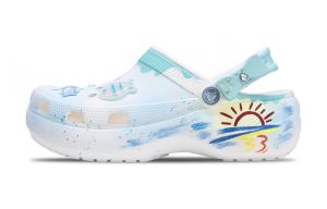 Crocs Классические сабо на платформе, синие, женские, Sea Area