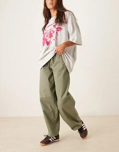 Широкие брюки JDY цвета хаки с завязками