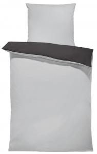 Постельное белье двустороннее однотонное, двустороннее, современная молния из микрофибры, цвет: серый/антрацит, размер: 2 шт. 155х220 см One-Home