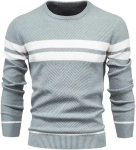 Мужской свитер с пэчворком, теплый осенний пуловер с длинными рукавами и о-образным вырезом