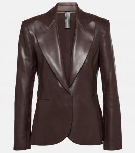 Блейзер из искусственной кожи Norma Kamali, коричневый