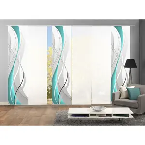 Шторка-панель WUXi на липучке, комплект из 4 шт., ВxШ: 245x60 см, включая крепежные аксессуары Home Wohnideen, Petrol