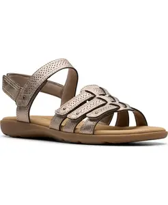 Коллекция Женские Плоские Сандалии Elizabelle Kay на липучке Clarks, коричневый/бежевый