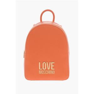 Рюкзак LOVE из текстурированной искусственной кожи с золотым логотипом Moschino, Orange