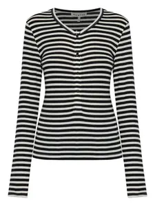 Полосатая футболка с длинными рукавами и застежкой на пуговицы спереди Munthe, черный