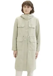 Парка TOM TAILOR с капюшоном и нагрудными карманами, зеленый