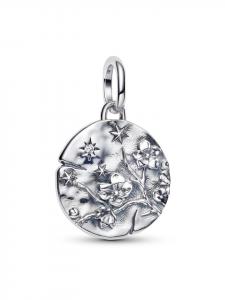Pandora Серебряный кулон-медальон в виде цветущей сакуры