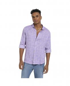 Мужская минималистичная ацтекская рубашка лавандового цвета Campus Sutra, Purple
