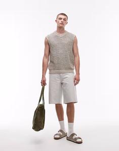 Короткие бермуды Denim белого цвета Topman