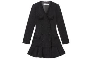 Self Portrait Длинное Платье с Длинными Рукавами Женское Классическое Черное