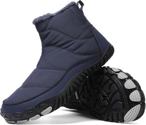 Сапоги для мужчин и женщин с меховой подкладкой, зимние сапоги, теплые и удобные хлопковые ботинки, водонепроницаемые ботинки на ходу - с широким мысом Generic, темно-синий