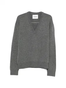 Свитер с V-образным вырезом Jil Sander, серый
