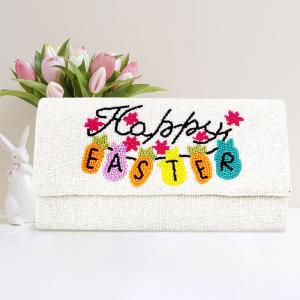 Клатч / сумка через плечо с изображением морковного кролика и бисером FASHNZFAB, слоновая кость