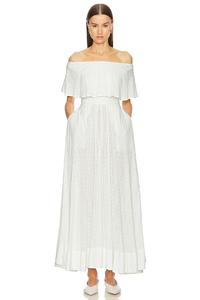 Платье миди в стиле мини-сад с люверсами Helsa, белый