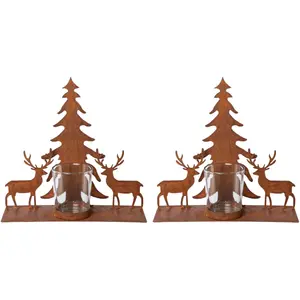 Подсвечники Creativ deco «Рождественские украшения», (2 шт.), поверхность под ржавчину, цвет rostbraun