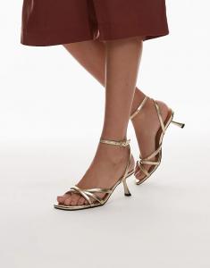 Босоножки Topshop Iris со скошенным каблуком в золотом цвете