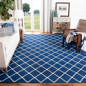 Ковер SAFAVIEH, 275 x 366 см, Dhurries Collection темно-синий DHU565A ручной работы плоского плетения премиум шерсть