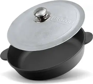 Чугунная сковорода Ø28 см с алюминиевой крышкой, чугунная жаровня/форма для запекания, две ручки, сервировочный поддон Brizoll