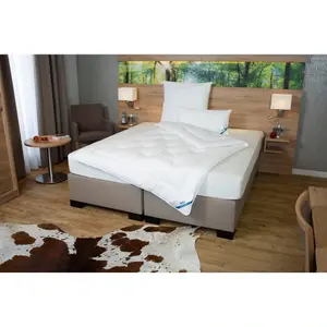 Одеяло из микрофибры Beco + подушка из микрофибры «Royal Soft Duo», пододеяльник с подушкой, 135х200 см, лето или зима, белый