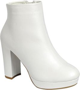 Женские комфортные ботильоны Forever Link на массивном высоком каблуке с боковой молнией, White Pu