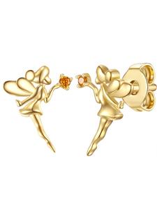 Glanzstücke München Серьги-гвоздики в виде фей из стерлингового серебра с кубическим цирконием в оправе из желтого золота