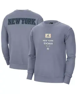 Мужской синий тяжелый худи New York Knicks Courtside Statement Edition Jordan