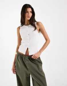 Белый жилет в рубчик с поппером ASOS DESIGN