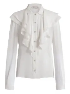 Блузка с оборками Alberta Ferretti, белый