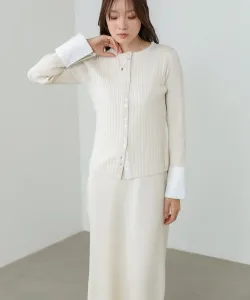 Вязаный кардиган с рукавами-рубашками в рубчик + вязаное платье в рубчик