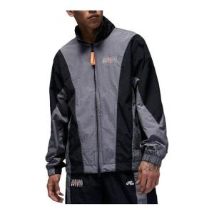 Куртка Air Jordan Colorblock Embroidered Zipper Jacket Men's Gray Black, черный