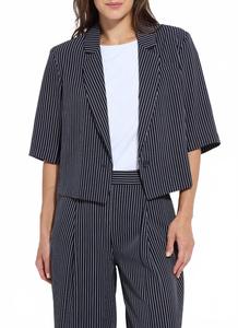 Короткий укороченный блейзер с коротким рукавом в морскую полоску Lysse, Marine Pinstripe