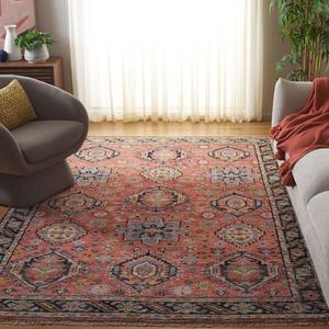 Ковер для гостиной, столовой, спальни SAFAVIEH, 183 x 275 см, Samarkand Collection Rust / Blue SRK172P ручной работы традиционный восточный шерстяной