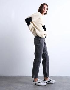 Джинсы Topshop Orson прямого кроя со средней посадкой, черного цвета с потертостями