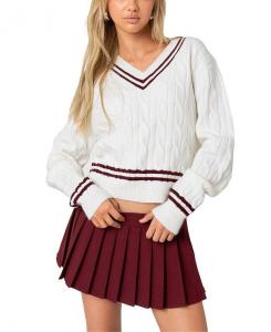 Вязаный свитер Edikted Dean с V-образным вырезом, слоновая кость/кремовый