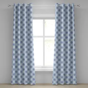 Геометрическая штора на люверсах ABAKUHAUS, мозаичная композиция с узором ромбы, ромбы и шахматная доска, декоративная двухпанельная штора, 280 см x 225 см, серо-голубой оттенок Abakuhaus