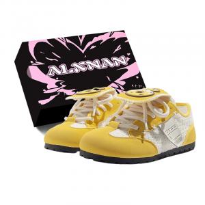 Скользоустойчивые, легкие и дышащие женские лоу-топ скейтборд кеды Alxnan, Yellow[Box Included]