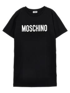 Платье с принтом логотипа MOSCHINO KID TEEN, белый/черный