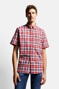 Рубашка bugatti с короткими рукавами и воротником на пуговицах, красный