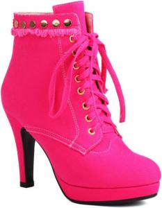 Женские ботильоны на высоком каблуке с круглым носом, платформой и шнуровкой, туфли для вечеринки, джинсовые короткие ботильоны, зимние теплые ботинки широкого размера, байкерские сапоги Generic, Fuchsia