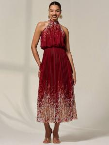 Цветочное платье макси с бретелями халтер Jolie Moi