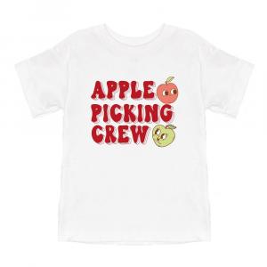 Футболка с короткими рукавами и рисунком для малышей с рисунком Apple Picking Crew The Juniper Shop, белый