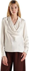 Женская блузка Calvin Klein с длинным рукавом и драпированным воротником, Cream